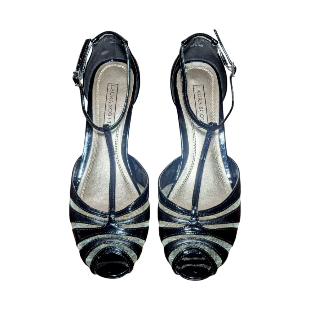 Laura Scott Women's Strappy Low Heels Black Size 8.5 - Picture 8 of 8